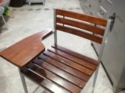 Student chairs iron frame wooden strips