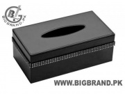 Black Faux Leather Diamante Waste Paper Basket Bin Tissue Bo