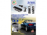 3 in 1 Car Socket With USB Port in lahore